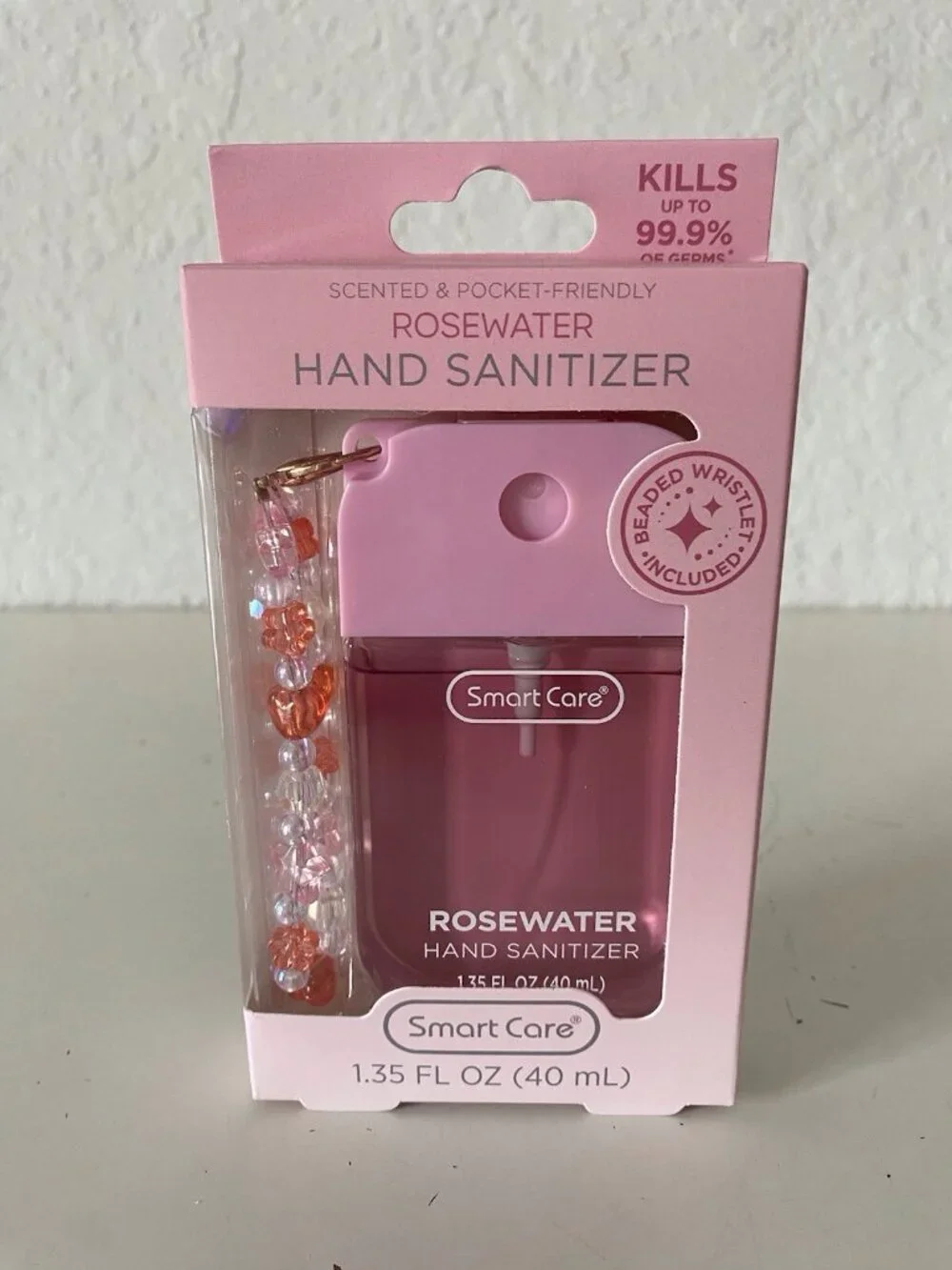 Smart Care Scented Hand Sanitizer Spray 1.35 Oz Rose Water W/ Beaded Wristlet